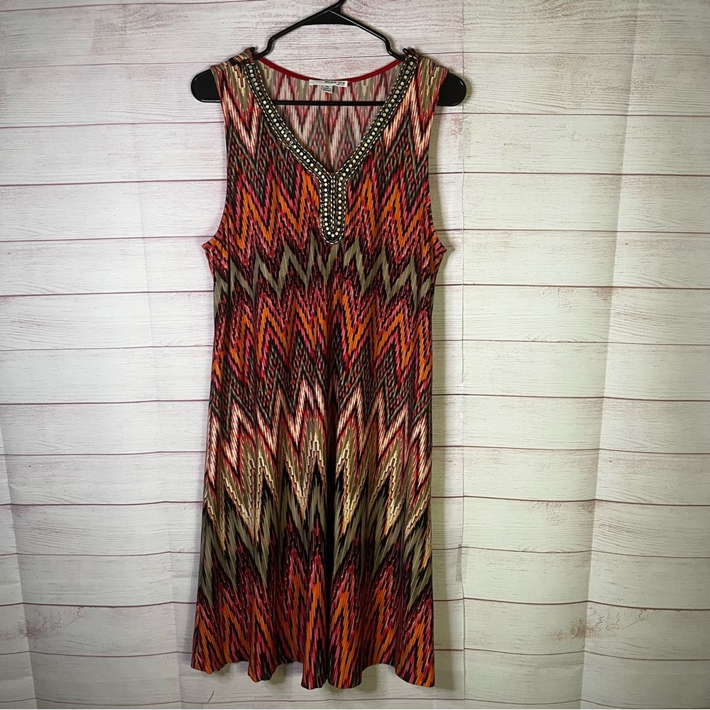 Studio One New York Embellished‎ V-Neckline Sleeveless Dress Size PL